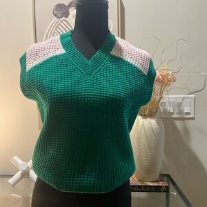 Marni Green and Pink V-Neck Sweater